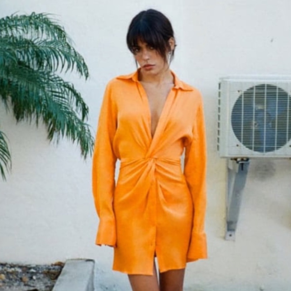 NWT Zara Orange Satin Dress